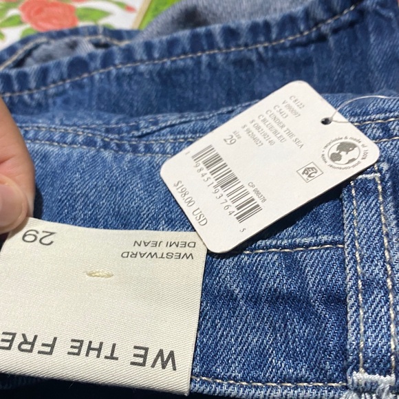 Free People Westward Denim Barrel Baggy Embroidered Jeans Shells Sea Seashell 29 - Picture 6 of 6